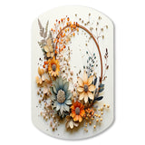 Beige and Orange Floral Wreath I - Asymmetric Metal Wall Art