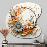 Beige and Orange Floral Wreath I - Asymmetric Metal Wall Art