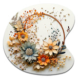 Beige and Orange Floral Wreath I - Asymmetric Metal Wall Art