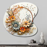 Beige and Orange Floral Wreath I - Asymmetric Metal Wall Art