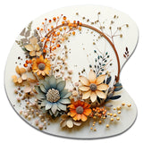 Beige and Orange Floral Wreath I - Asymmetric Metal Wall Art