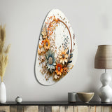 Beige and Orange Floral Wreath I - Asymmetric Metal Wall Art