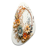 Beige and Orange Floral Wreath I - Asymmetric Metal Wall Art