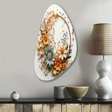 Beige and Orange Floral Wreath I - Asymmetric Metal Wall Art