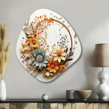 Beige and Orange Floral Wreath I - Asymmetric Metal Wall Art