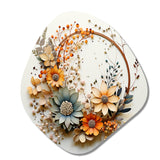 Beige and Orange Floral Wreath I - Asymmetric Metal Wall Art