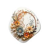 Beige and Orange Floral Wreath I - Asymmetric Metal Wall Art