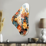 Beige and Orange Floral Wreath III - Asymmetric Metal Wall Art