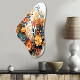 Beige and Orange Floral Wreath III - Asymmetric Metal Wall Art