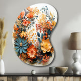 Beige and Orange Floral Wreath III - Asymmetric Metal Wall Art