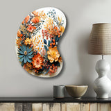 Beige and Orange Floral Wreath III - Asymmetric Metal Wall Art