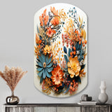 Beige and Orange Floral Wreath III - Asymmetric Metal Wall Art