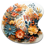 Beige and Orange Floral Wreath III - Asymmetric Metal Wall Art