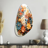 Beige and Orange Floral Wreath III - Asymmetric Metal Wall Art