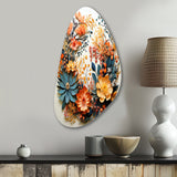 Beige and Orange Floral Wreath III - Asymmetric Metal Wall Art