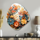 Beige and Orange Floral Wreath III - Asymmetric Metal Wall Art