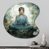 Teal Yoga Inner Serenity - Asymmetric Metal Wall Art