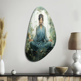 Teal Yoga Inner Serenity - Asymmetric Metal Wall Art