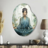 Teal Yoga Inner Serenity - Asymmetric Metal Wall Art