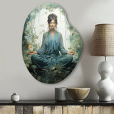 Teal Yoga Inner Serenity - Asymmetric Metal Wall Art