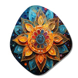 Gold Teal Yoga Mandala Pointillism - Asymmetric Metal Wall Art