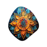 Gold Teal Yoga Mandala Pointillism - Asymmetric Metal Wall Art