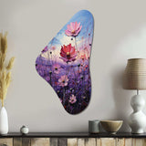 Zinnias Violet Serenade II - Asymmetric Metal Wall Art