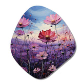 Zinnias Violet Serenade II - Asymmetric Metal Wall Art