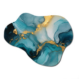 Turquoise Gold Infused Marble II - Asymmetric Metal Wall Art