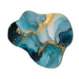 Turquoise Gold Infused Marble II - Asymmetric Metal Wall Art