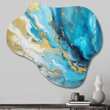 Turquoise Gold Infused Marble III - Asymmetric Metal Wall Art