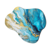 Turquoise Gold Infused Marble III - Asymmetric Metal Wall Art