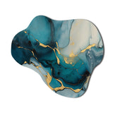 Turquoise Gold Infused Marble IV - Asymmetric Metal Wall Art