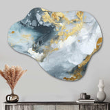 Grey and Gold Tender Liquid Ink Art II - Asymmetric Metal Wall Art