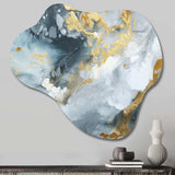 Grey and Gold Tender Liquid Ink Art II - Asymmetric Metal Wall Art