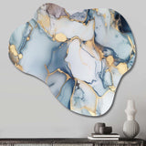 Grey and Gold Tender Liquid Ink Art III - Asymmetric Metal Wall Art