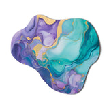 Turquoise and Purple Liquid Art II - Asymmetric Metal Wall Art