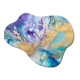 Turquoise and Purple Liquid Art IV - Asymmetric Metal Wall Art