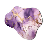 Purple and Gold Marble Ink Clouds VII - Asymmetric Metal Wall Art