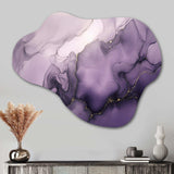 Purple and Grey Marble Ink Clouds X - Asymmetric Metal Wall Art