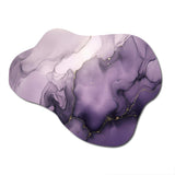 Purple and Grey Marble Ink Clouds X - Asymmetric Metal Wall Art