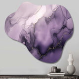 Purple and Grey Marble Ink Clouds X - Asymmetric Metal Wall Art