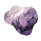 Purple and Grey Marble Ink Clouds X - Asymmetric Metal Wall Art