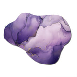 Purple and Gold Marble Ink Clouds IX - Asymmetric Metal Wall Art