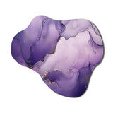 Purple and Gold Marble Ink Clouds IX - Asymmetric Metal Wall Art