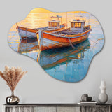 Two Boats In The Harbor III - Asymmetric Metal Wall Art