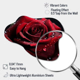 Red Rose with Raindrops II - Asymmetric Metal Wall Art