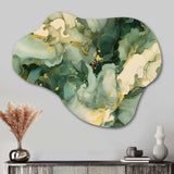 Green Luxury Abstract Fluid Art I - Asymmetric Metal Wall Art