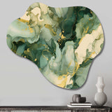 Green Luxury Abstract Fluid Art I - Asymmetric Metal Wall Art