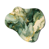 Green Luxury Abstract Fluid Art I - Asymmetric Metal Wall Art